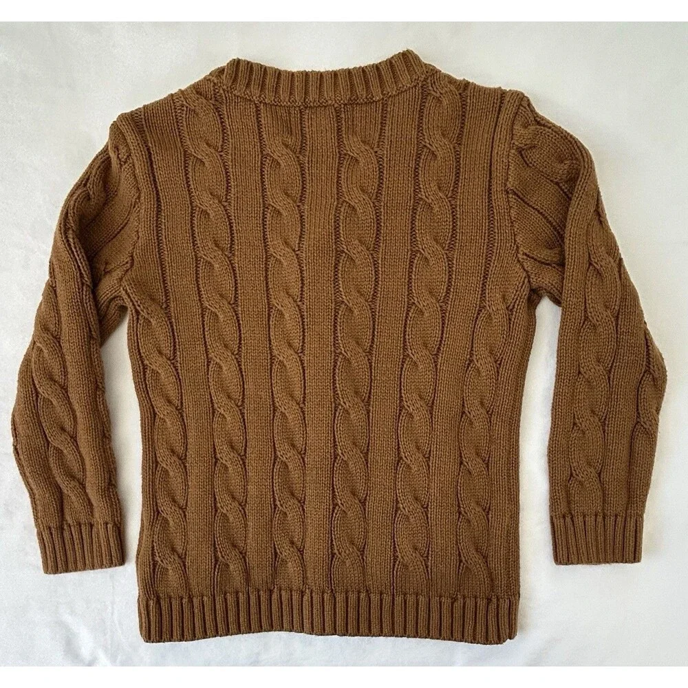 Old Navy Toddler Boys Girls Cable Knit Cardigan Sweater 4T Cotton Brown NWOT